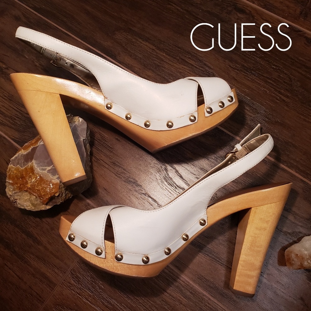 GUESS Solid Wood and Leather Platform